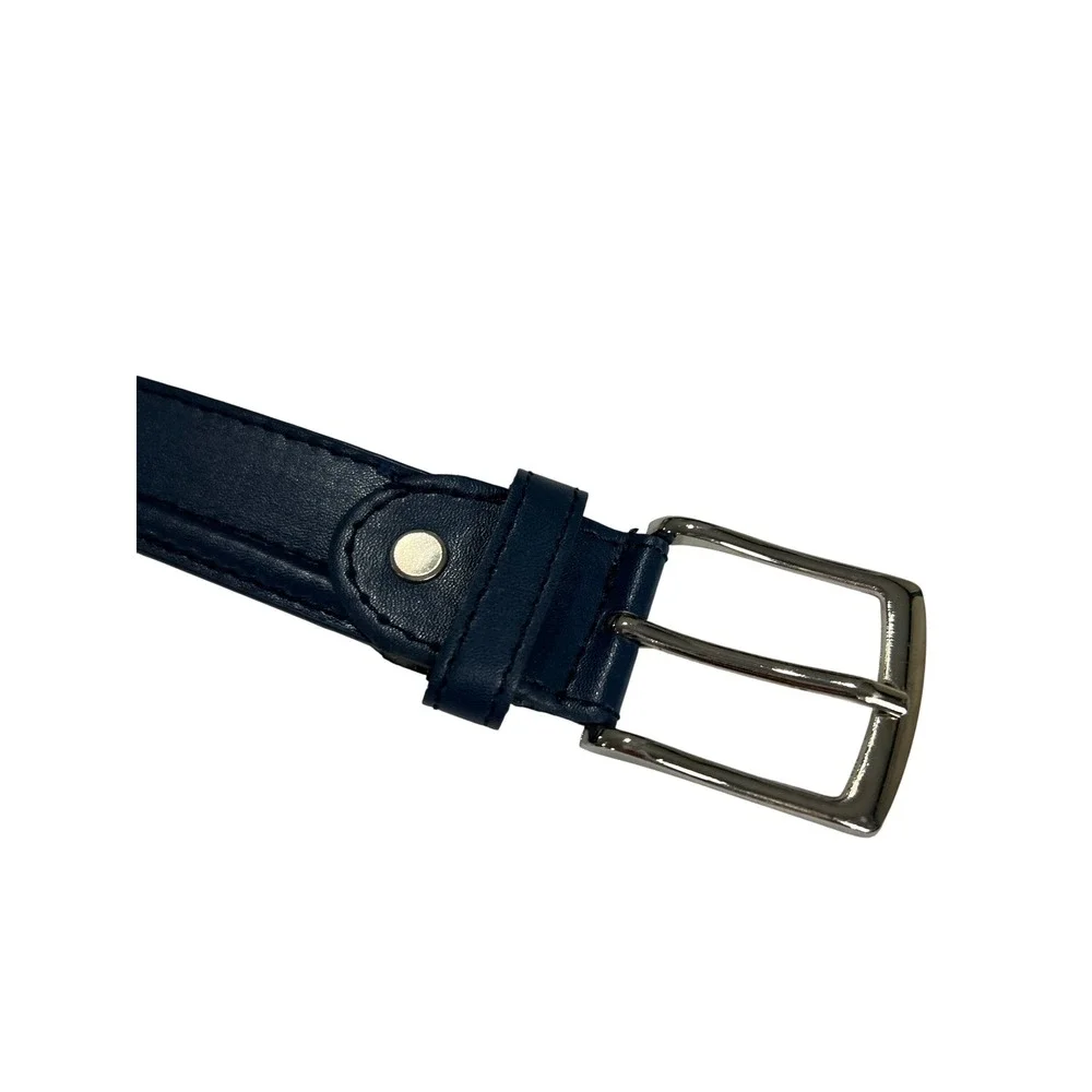 Kids A2023 Belt Kids XL Navy Blue Genuine Leather Silver Buckle Accessory D34